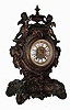 Ansonia Clock Co., New York, NY, "Lydia" cast metal "Barbedienne" finish, 8 days, time and strike mantel clock, visible escapement, c1894