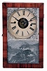 Ansonia Clock Co., Ansonia, Conn., Cigar Box shelf clock in mahogany veneer with correct Terry & Andrews, Bristol. Conn. 30 hours, spring driven, time and alarm movement, c1850.