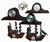 Clocks- 21 (Twenty-one) plug-in electric, and small novelty and desk; makers include Gilbert (for World Radio Corp.), Lux (tape measure), Seth Thomas, Waterbury, Revere, United, Chelsea (Lucite), Ingraham, Plymouth, GE, and Telechron. 20th century
