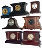 Clocks- 11 (Eleven), 8 days, time and strike, mostly wooden case Connecticut mantel clocks: makers include Ingraham, Seth Thomas, Ansonia (1 enameled iron); and New Haven. All antique, late 19th century