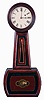 E. Howard & Co., Boston, Mass., "No 5. Regulator" banjo clock, cherry case, turned wooden bezel, and rosewood graining, Roman numeral white painted dial, blued steel hands. Properly signed weight driven, 8 days, timepiece movement, c1900