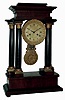 Clocks- 5 (Five) 8 day: French, time and strike, stained and enameled hardwood and cast brass portico mantel clock, c1870; French white marble, time and strike mantel clock, Japy Freres movement 1855 Medaille; Seth Thomas 4-jewel small mahogany, time only desk clock; Seth Thomas round-top Adamantine time and strike; Seth Thomas "Sharon 10W" steeple shelf clock with spring driven, 8 days, time & strike movement c1961; 19th and 20th centuries