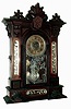 Wm. L. Gilbert Clock Co., Winsted, Conn., "Amphion" model, 8 days, time, strike and alarm, spring driven shelf clock in a walnut case with cut glass mirror panels in sides and base, c1885.