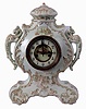 Waterbury Clock Co., Waterbury, Conn., "Parlor No. 44" porcelain shelf clock with a visible escapement spring driven, 8 days, time and hour/half-hour strike movement, c1897.