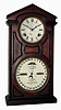 Ithaca Clock Co., Ithaca, NY, "No. 7 Shelf Cottage" walnut, 8 days, time and strike, double dial calendar clock, c1870