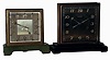 Clocks- 2 (Two) Swiss, 8 days, time only glass, brass and marble double-side desk clocks: one for J.E. Caldwell & Co.; one by Juvenia; c1925