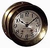 Seth Thomas Clock Co., Thomaston, Conn., "Ship's Bell No. 6" time and ship's bells strike, brass case, 5 1/2" dial, screw bezel marine wall clock, c1948