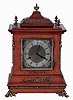 New Haven Clock Co., New Haven, Conn., "Chime Clock No. 3" shelf clock in a light oak case with a spring driven, 8 days, time and strike movement with Westminster chimes on 5 cathedral gongs, c1900.