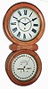 Waterbury Clock Co., Waterbury, Conn., "Calendar No. 34" oak cased, double dial, 8 days, time only wall clock, c1890