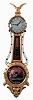Foster S. Campos, Pembroke, Mass., 8 days, weight driven brass movement Girandole wall timepiece in a mahogany case with gold leafed front, painted metal dial and reverse painted convex throat and lower tablets, marked No. 3 and dated 1995