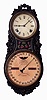 Ithaca Calendar Clock Co., Ithaca, NY, "Large Iron Case" wall clock, 30 days, time and perpetual calendar, spring driven Hubbell movement in a painted cast iron case with papered metal dials, c1866