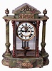 Ansonia Clock Co., New York, NY, "Gonfalon", 8 days, time and strike, spring brass movement brass and green onyx case crystal regulator, c1906