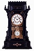 F. Kroeber & Co., New York, NY, "Lehigh" mantel clock, with an ebony finish with gilt inlay and an 8 days, spring driven movement, c1881.