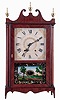 Ephraim Downs, Bristol, Conn.; 30 hours, time and strike, weight driven wood movement Pillar & Scroll shelf clock, c1825
