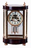 Clocks- 2 (Two) American: (1) Waterbury Clock Co., Waterbury, Conn., "Brittany", 8 days, time and strike, spring driven brass movement crystal regulator mantel clock, c1912; (2) William L. Gilbert Clock Co., "Curfew", 8 days, time and strike, spring driven brass movement mantel clock, c1910