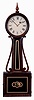 Massachusetts, Attleboro-style Banjo clock, weight driven 8 days timepiece in a mahogany case with wooden side arms, reverse painted tablets, square bottom, c1850