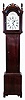 Tall clock, 30 hours, time and strike, Plymouth, Conn. weight driven wooden movement, c1815, in a modern mahogany case with modern painted wooden dial.