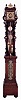 RSM, Germany, open well tall clock, 8 days, time and strike, brass weight driven movement in a well carved walnut case with columns supporting hood, bun feet, matching pendulum and weight decoration, silvered brass dial, c1910