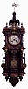 Lenzkirch, Germany, model 676 "The Little Mermaid", walnut wall clock with profuse bronze decorations, 8 days, time and gong strike, serial #1Million, 219,792, c1899