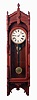 F. Kroeber & Co., New York, NY, "Regulator No. 47" wall clock, 8 days, time and strike, on cathedral gong, spring driven movement in a cherry case with a papered metal dial, c1881.