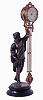 Ansonia Clock Co., New York, NY, "Fisher" older model, 8 days, swinging arm bronze patination spelter figural timepiece, c1880