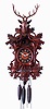 German, for Breitinger & Sons, Philadelphia, large cuckoo and quail 3-weight, 30 hours, carved walnut wall clock, wood-plate movement, c1870