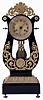 France, lyre form mantel clock, ebonized wooden case with gilt ornament in the Grecian style, acanthus bezel with Roman numeral, engine turned gilt dial, blued steel Breguet style hands, 8 days, time and strike pendule a Paris movement, c1870