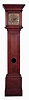 England, tall clock with engraved brass dial signed "Richard Cornish, Westerham" (County Kent). 8 days, time and strike, weight driven movement in an oak case with flat cornice top and glazed aperture for revealing pendulum, 18th century.