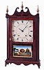 Eli & Samuel Terry, Plymouth, Conn., mahogany pillar and scroll wood movement, 30 hours weight driven shelf clock, c1825