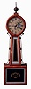 Attleboro, Mass., style banjo wall clock, 8 days, time only, weight driven movement with a maple or light mahogany case with a painted metal dial and reverse painted throat and lower tablets, c1860