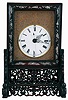 Chinese bracket clock, camphor wood case with pierced and glazed sides, front panel with mother of pearl inlays, base with pierced and carved fretwork, Roman numeral white enamel dial with engraved brass surround, blued steel hands, 8 days, time and strike verge fusee movement, 19th century