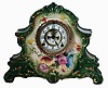 Ansonia Clock Co., New York, NY, "La Nord" porcelain shelf clock in a Royal Bonn case with a spring driven, 8 days, time and hour/half-hour strike movement with visible escapement, c1904.