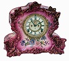 Ansonia Clock Co., New York, NY, "Review" porcelain, 8 days, time and strike mantel clock, visible escapement, c1901