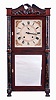 Eli Terry & Sons, Plymouth, Conn., 8 day, time and strike, weight driven wood movement with stenciled half columns, carved eagle splat and paw feet shelf clock, c1832.