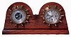 Chelsea Clock Co., Boston, Mass., "Manhattan", 8 days, spring brass lever movement barometer and clock set, c1976, serial #796490