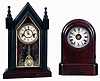 Clocks- 3 (Three): (1) Seth Thomas Clock Co., Thomaston, Conn., "Tudor", 8 days, time, strike and alarm, spring driven brass movement shelf clock, c1870. (2) Waterbury Clock Co., Waterbury, Conn., "Large Gothic, VP", 30 hours, time and strike, spring driven brass movement sharp gothic or steeple clock, c1880. (3) William L. Gilbert Clock Co., Winsted, Conn., 30 hours, time, strike and alarm, spring driven brass movement sharp gothic or steeple clock, c1880.