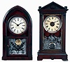 Clocks- 2 (Two): (1) Seth Thomas Clock Co., Thomaston, Conn., "Albany" shelf clock in a walnut case with a spring driven, 8 days, time, strike and alarm movement, c1888. (2) Brewster & Ingrahams, Bristol, Conn., Beehive shelf clock in a mahogany case with a spring driven, 8 days, time and strike movement, c1850.