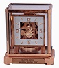 Jaeger- LeCoultre, Swiss "Atmos" 13-jewel glass and gold-plated brass perpetual square-dial mantel clock, 389186, c1975