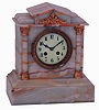 French 8 days, time and strike, mantel clock, S. Marti "Medaille de Bronze" movement in onyx architectural case, c1890