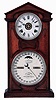 Ithaca Calendar Clock Company, Ithaca, NY., "No. 7 Shelf Cottage" mantel clock in a walnut case with a spring driven, 8 days, time, strike and alarm movement (by Noah Pomeroy. Bristol, Conn.) with Horton's patented perpetual calendar mechanism, c1874.
