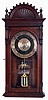 Unknown maker, "Mystery" program clock, 8 days, time only spring wound oak wall clock, weekly program unit, with electrical contacts, below the movement, c1930
