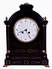 France, bracket clock in the Regency style, mahogany case with brass inlay, pierced brass frets at case sides, turned brass bezel, Arabic numeral white enamel dial, blued steel Breguet style hands, 8 days, time and strike, pendule a Paris movement, c1900