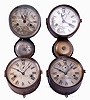 Clocks- 4 (Four) Seth Thomas brass case marine clocks: outside bell, 30 hours ship's bells; nickel plated outside bell, 30 hours ship's bells; 2 brass case, 8 days time only; all with wood back plates; late 19th, early 20th century
