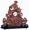 French cast fisherman spelter figural, 8 days, time and strike, mantel clock on painted wood base (no glass dome), unsigned movement, c1880