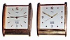 Clocks- 2 (Two) Imhof Swiss, 8 days, time, alarm and calendar brass desk clocks, c1975