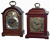 Clocks- 2 (Two) small, 8 days, time only mahogany and burled walnut English bracket clocks; one by Charles Frodsham, one by Rotherham, jeweled balance platform escapements. Mid 20th century