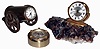 Clocks- 3 (Three) modern novelty clocks: Sindaco Swiss 1-jewel in bronze cannon; Chelsea/Shreve, Crump & Low small nautical theme with Japanese battery movement; LeCoultre 8 days, alarm clock on rock crystal base; 20th century
