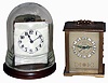 Clocks- 2 (Two) French, 8 days, time only carriage clocks; lever-escapement 11 jewel movement for John Wanamaker, no brass case, now mounted to pocket watch display; Relide 15 jewel with alarm; 20th century