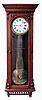 Large Canadian Jeweler's Regulator wall clock, 8 days, time only, weight driven Swiss movement with pinwheel escapement, gridiron pendulum in a walnut case with white enamel dial, c1890