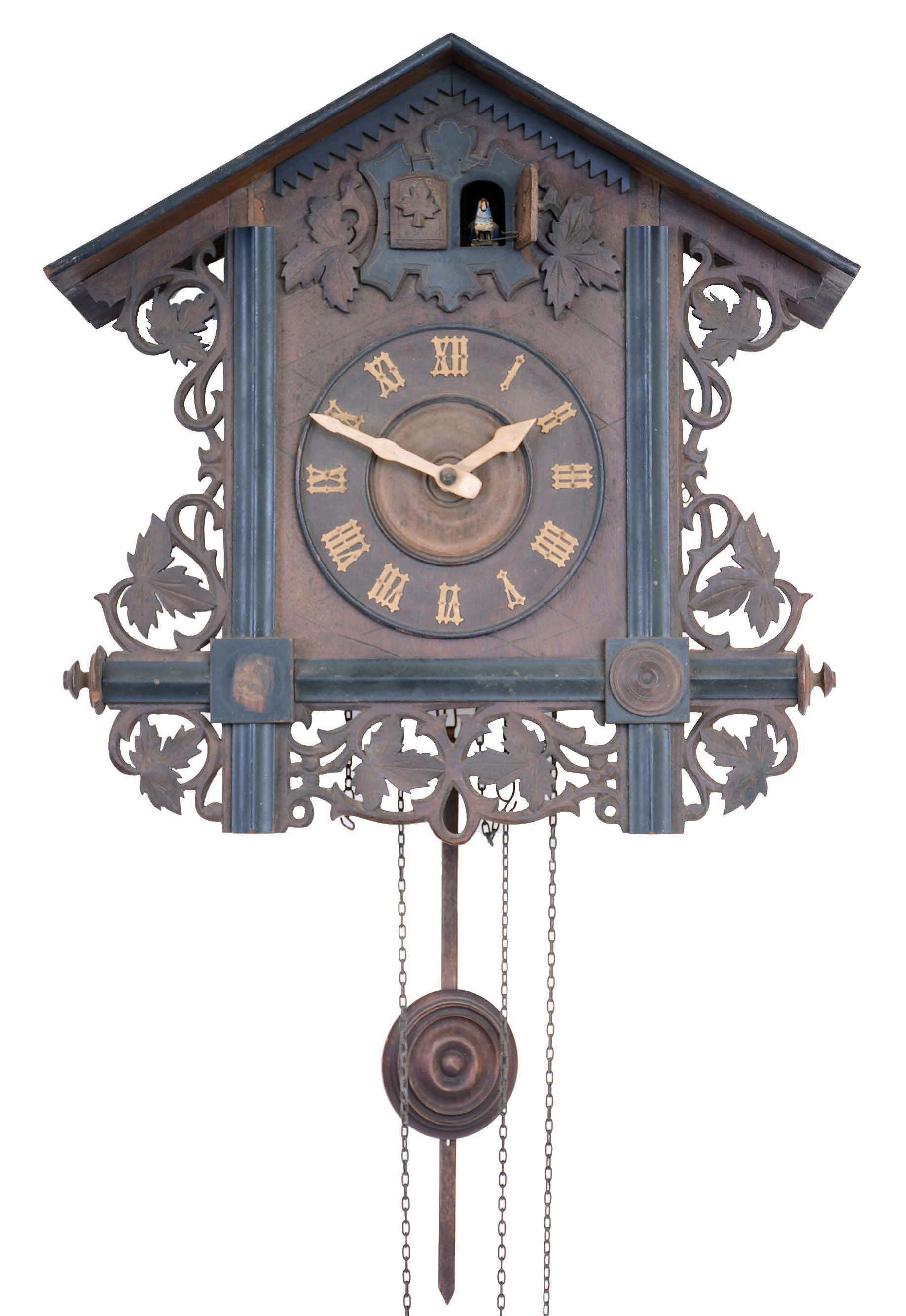 Clocks- 5 (Five) German Black Forest: three 30 hour cuckoos; one cuckoo and quail; modern time and strike in fretwork case — Antique Clocks Price Guide